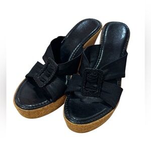 Women's Black Wedge Sandals